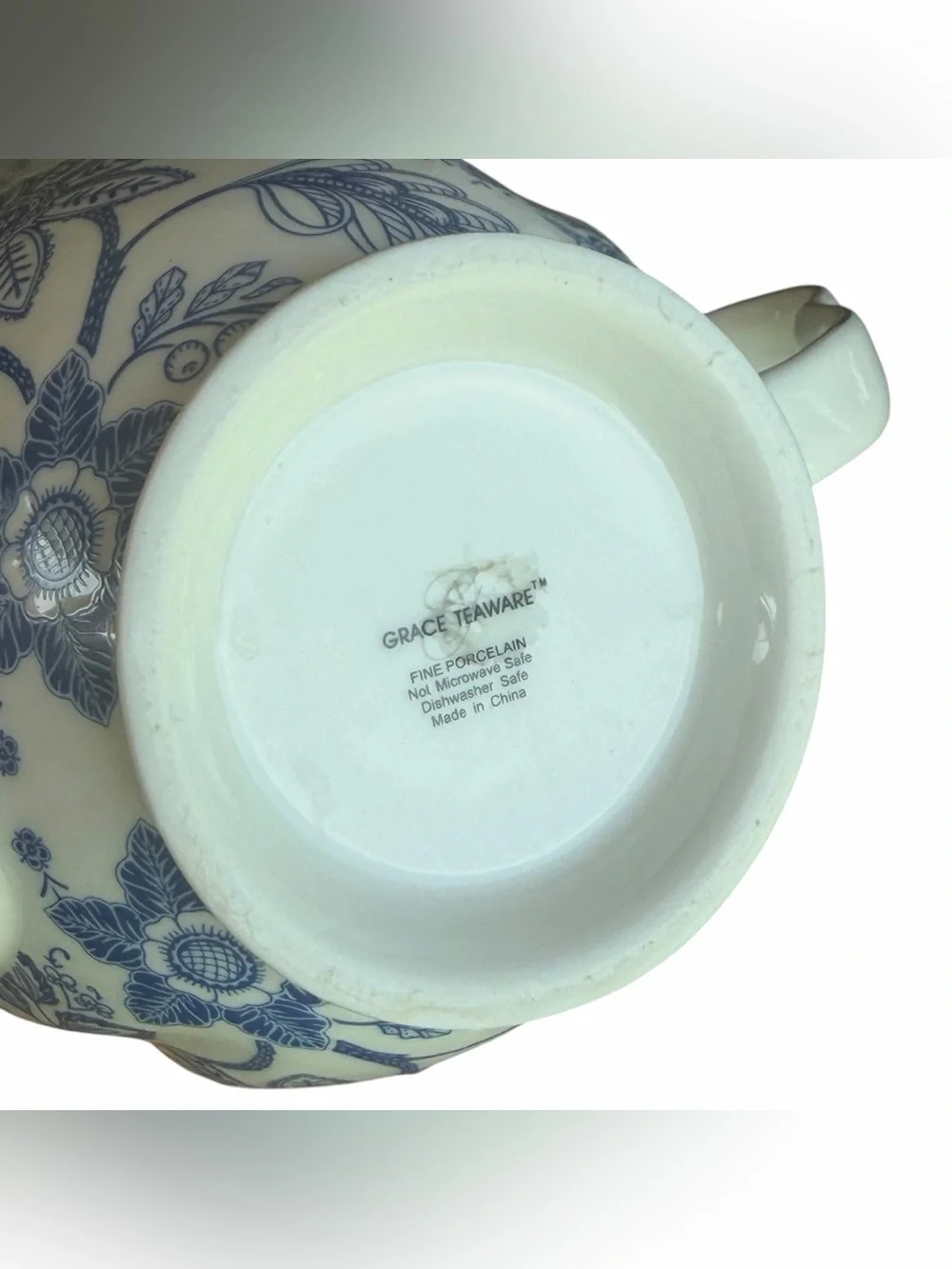 Grace Teaware Blue White Floral Teapot Porcelain Chinoiserie Grandmillennial